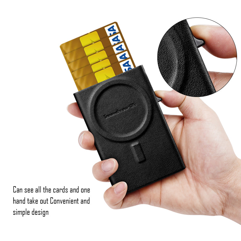NOVARO RFID Magsafe Leather Card Wallet with Stand
