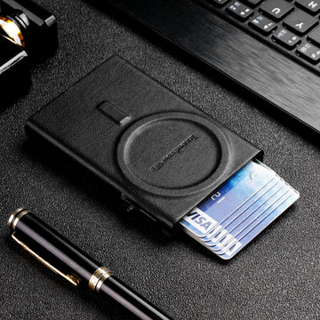 NOVARO RFID Magsafe Leather Card Wallet with Stand